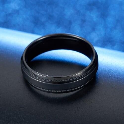 Wollet Jewelry pure titanium matte blue brushed ring, trendy wear and match with simple matte black titanium ring