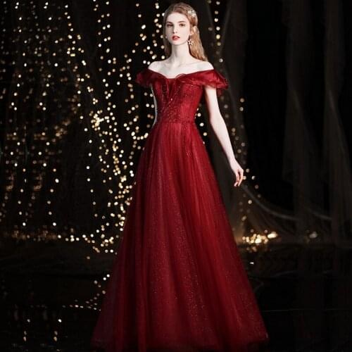 Elegant One Shoulder Sequins French Hepburn Chiffon Evening Dress Cheongsam Back Bandage Prom Fomail Gown Vestidos De Noche
