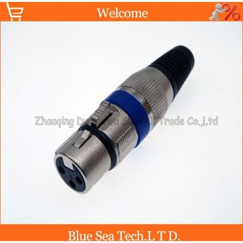 10 PCS Audio MIC Connector XLR 3 Pin Female 3P XLR KTV Microphone plug,Blue ring color type