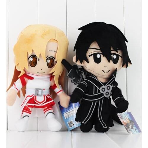 2Styles Anime Sword Art Online SAO Plush Toy Kirito Asuna Soft Stuffed Doll Kirigaya Kazuto Kids Toys Free Shipping