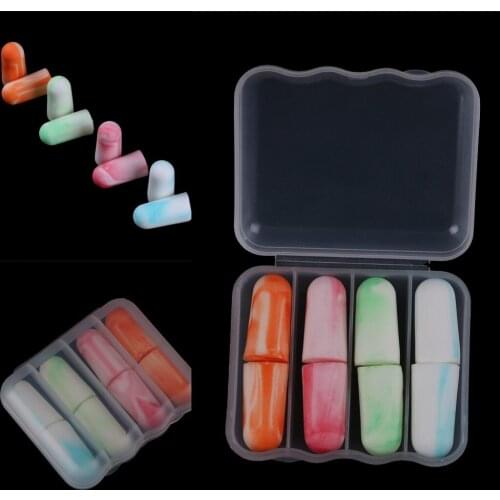 2020 New Soft Foam Ear Plugs Sleep Noise Prevention Earplugs Sleeping Noise Reduction Hearing Protection Ear Color Random 4 Pair