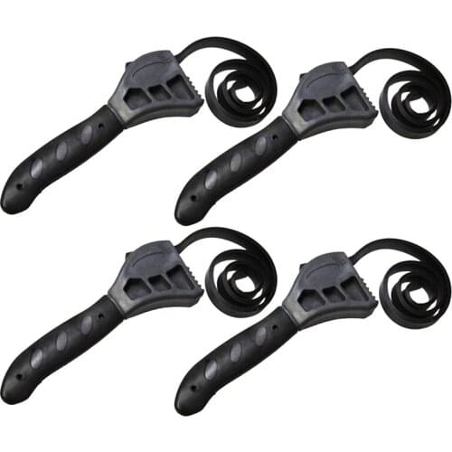 4PCS Black Belt Wrench Multi-Tool Adjustable Wrench for Any Shape of Bottle Opener Filter Wrench Auto Repair Tool