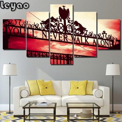 5d Diamond Painting Sports Liverpool Iron Gate You'll Never Walk Alone Cross Stitch Diamond Embroidery Sale landscape 5 pieces