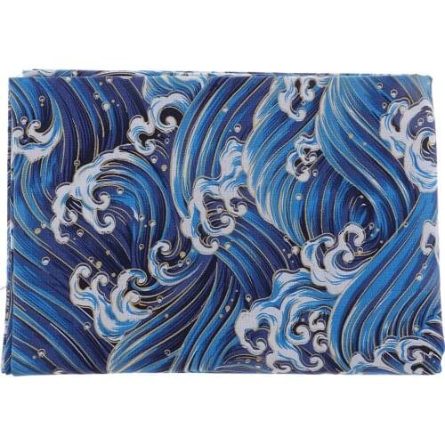 59" Extra Wide Cotton Fabric Cloth Bronzing Wave Floral Vintage 0.5/1 Meter