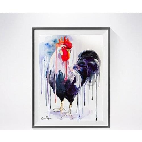 Diamond embroidery Watercolor splash painting"big cock"5d Diy diamond painting cross stitch square rhinestone pasted Crafts dcor