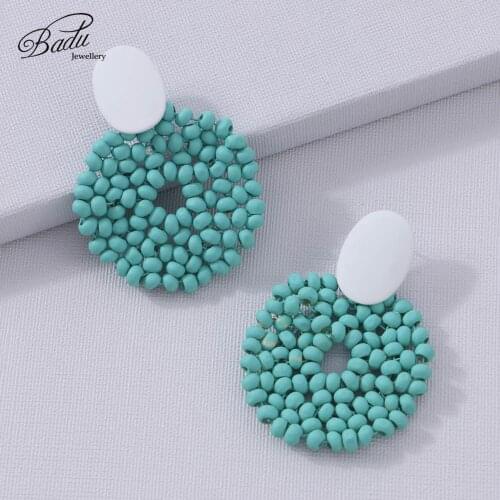 Badu Big Round Dangle Earrings for Women 2020 New Vintage Wooden Beads Handmade Pendant Earrings Costume Jewelry Wholesale