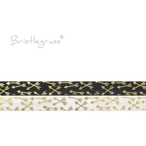 BRISTLEGRASS 100 Yard by Roll 5/8" 15mm Arrow Foil Print FOE Fold Over Elastics Spandex Band Hair Tie Headband Tutu Dress Sewing