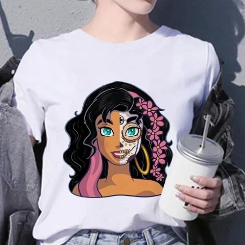 T Shirt Women Princess Cute White Beautiful Esmeralda Short Sleeve Clothing Trendy Harajcku Funny Vetement Vogue Disney Tshirt