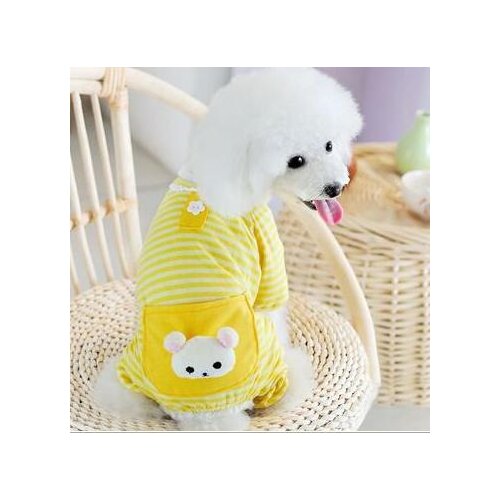 Cotton Striped dog pajamas vest cloth with pocket