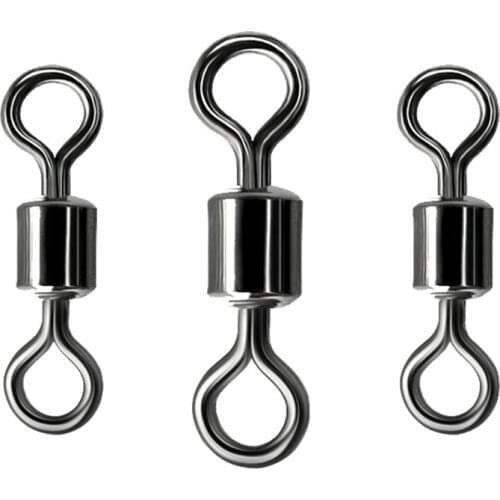 Walk Fish 50PCS Ball Bearing Swivel Solid Rings Fishing Connector Ocean Boat Fishing Hooks Black