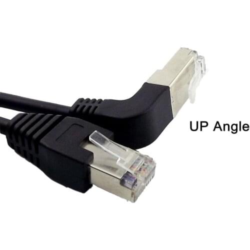 10x Ethernet LAN Network RJ45 Male 90 Degree UP Angled Plug to Male Straight Plug Extension Adapter Connector Cable 50cm