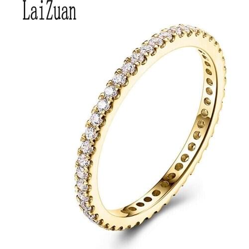 Moissanite Ring Solid 14k Yellow Gold Round VVS/DEF Color Lab Grown Diamond Moissanite Ring Women Full Eternal Band Jewelry