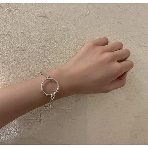 LIVVY Fashion Silver Color Rectangle Cute Hollow Round Bracelet Bangle Fashion Handmade Jewelry Gift