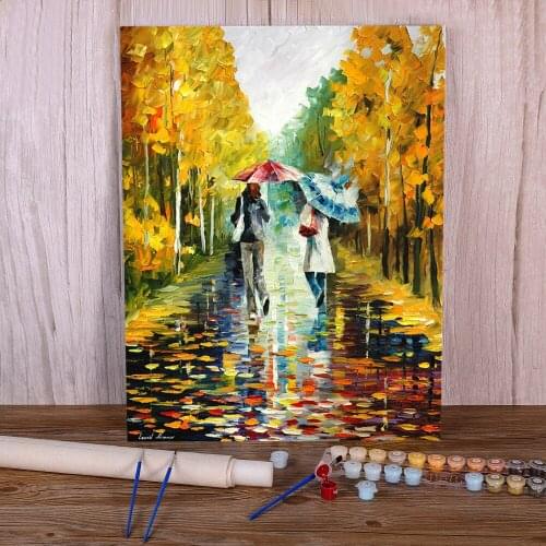 Stroll In A Autumn Park Coloring By Numbers Painting Package Acrylic Paints 50*70 Canvas Painting Decorative Paintings Art
