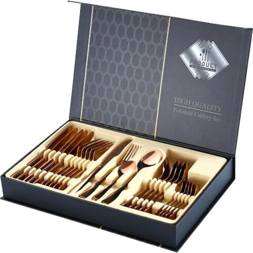 Cutlery Set 24 Piece Dinnerware Set Stainless Steel Kitchen Tableware Dishwasher Safe Fork Spoon Knife Portable Dinner Set