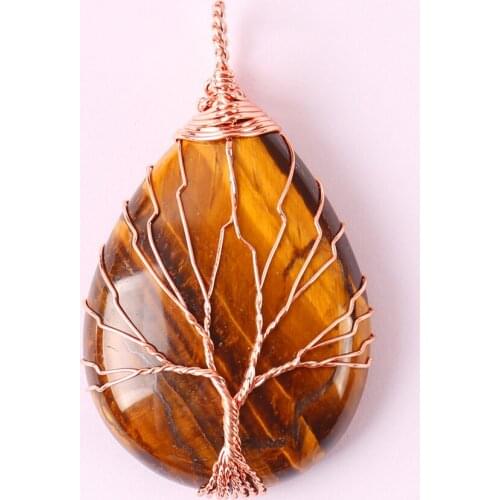 Natural Tigereye Handmade Wire Wrap GEM Pendant Teardrop Jewelry For Gift S630