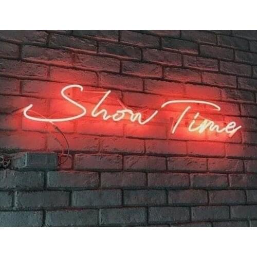 Neon Sign For Show Time Neon Lamp with no background Install Yourself creational shop Business Room Decor advertise design light
