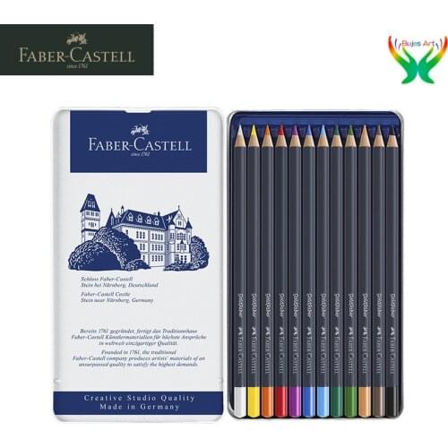 Original 12/48 oily color pencil Germany Faber-Castell professional fine art drawing hand-painted color pencil blue iron box