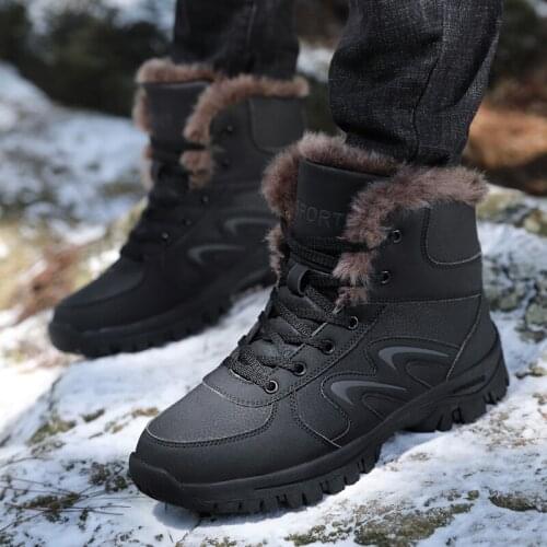 Autumn Winter Men Snow Boots Super Warm Plush High Top Working Shoes Male Casual Sneakers Combatable Ankle Boots 2020 Footwear