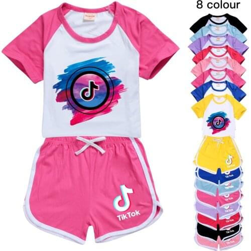 New boys and girls pullovers childrens fashion Tik Tok hooded t-shirt suit childrens clothChildrens summeing christmas outfit
