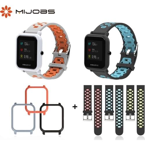 20mm Sports Silicone Strap Wrist Band PC Case Cover for Xiaomi Huami Amazfit Bip BIT PACE Lite Bracelet Correa Smartwatch