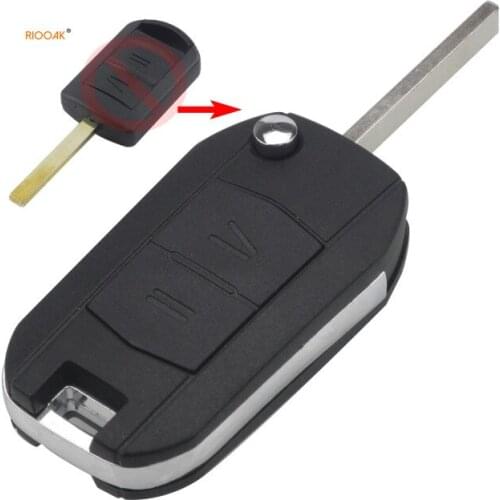 RIOOAK New Modified 2 Button Remote Key Shell for Vauxhall Opel Corsa Agila Meriva Combo Uncut Blade Car Flip Folding Key Case