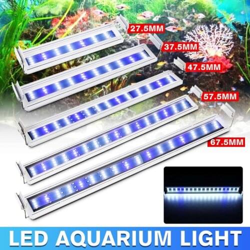 LED Aquarium Light White+Blue 30-70cm Super Slim Fish Tank Aquatic Plant Marine Grow Lighting Lamp 220V EU Plug