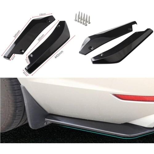 Universal Anti-Scratch Car Rear Bumper Lip Diffuser Splitter Canard Glossy Black
