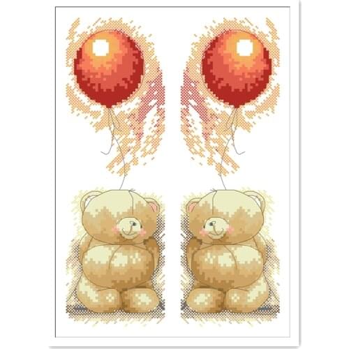 Bear and balloon patterns on both sides bookmarks cross stitch kit counted 18ct 14ct Plastic Fabric needlework Craft kit