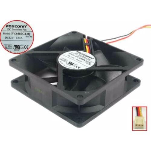 Foxconn PVA080G12Q F03 DC 12V 0.65A 4-Wire 80x80x25mm Server Cooling Fan