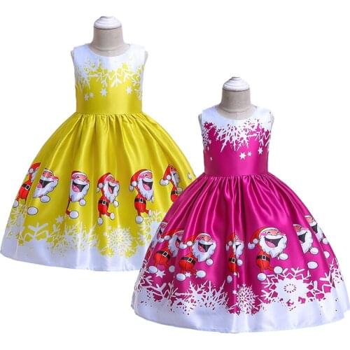 3 4 5 6 7 8 9 10 Years Childrens Clothing Casual Girls Dress Fashion Printing Snowflake Princess Dress Christmas Party Vestidos