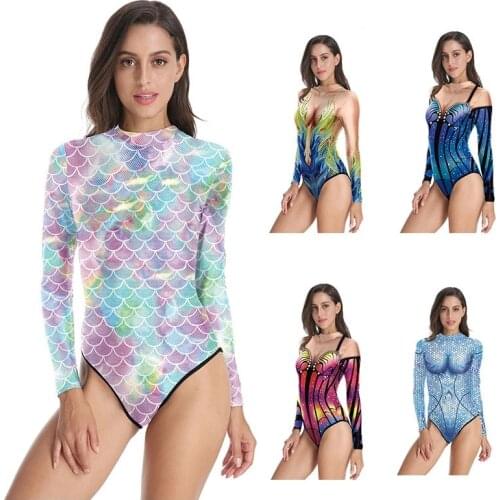 Women Summer Sexy Mermaid Bikini Swimwear Bodysuit 3D print Swimsuit Bathing Suit Beach Wear Halloween Party Cosplay Costume