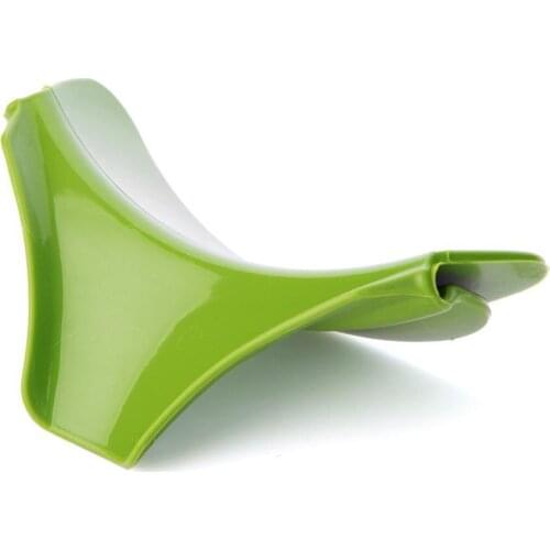 1pc Creative Green Silicone Anti-spill Soup Funnel Gadget For Pots/pans/bowls/jars Water Deflector Kitchen Tools Pour Spout R7P5