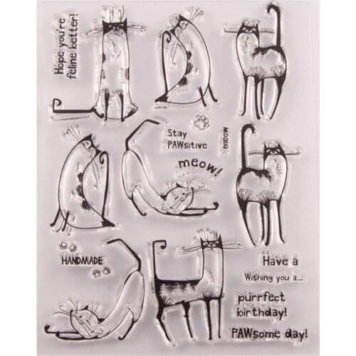 1pc Lazy Cat Transparent Clear Silicone Stamp Seal DIY Scrapbooking Rubber Stamping Coloring Embossing Diary Decoration Reusable