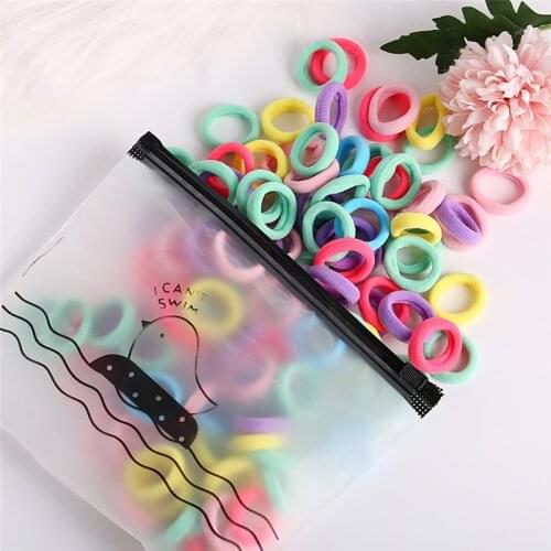 100 Pcs/Pack Colorful Elastic Hair bands Child Kids Hair Holders Cute Rubber Hair Band Elastics Accessories for Girl hair rope