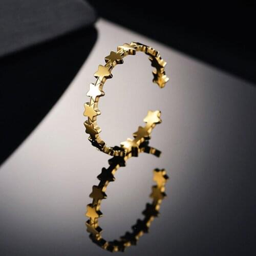 2021 Korean Fashion Ring Titanium Steel Gold Color Stars Adjustable Opening Rings for Women Men Party Jewelry bague homme