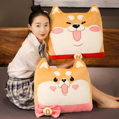 40cm Kawaii Shiba Inu Plush Toy Soft Stuffed Cartoon Animal Dog Doll Chair Cushion Nap Pillow Kids Friends Birthday Gifts