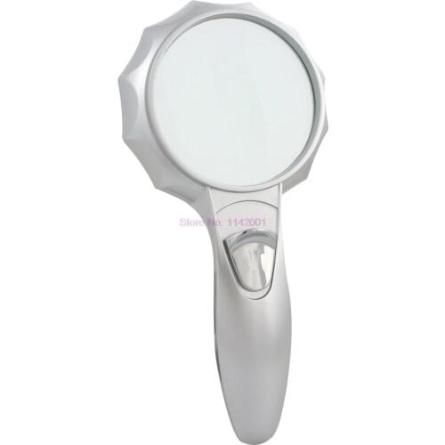 50pcs Hot Portable Handheld 6 LED Light 6X Magnifying Glass Reading Map Magnifier
