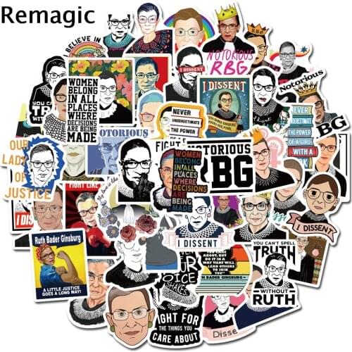 50pcs Feminist Ruth bader ginsburg Scrapbooking Stickers Packs Waterproof Luggage Motorcycle Guitar Graffiti decals pasters gift