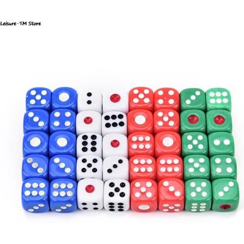 10 PCS Acrylic D6 dice,6 Sided Gambling Small Dice For Playing Game White Red Green Blue 12*12*12mm