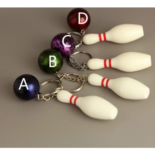 2PCS Sports Simulation Souvenir Bowling Keychain Activity Small Gift Pendant Plastic Color Keychain Jewelry
