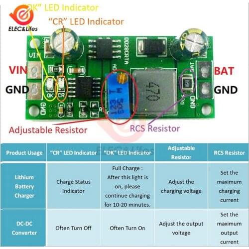 DD28CRTA 1A 3.7-18.5V Lithium battery charger module For Multi-cell Lithium ion LiFePO4 Lithium Titanate Battery