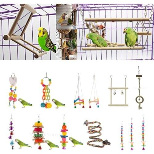 Wooden Bird Toy Mirror Stand Platform Toys For Parrots Cockatiel Budgie