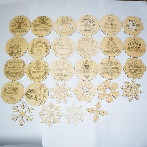 1pcs 3x75mm Wooden puzzles snow Christmas tree pendant decoration/Model/diy Toy Accessories/Coaster Potholder/baby toys