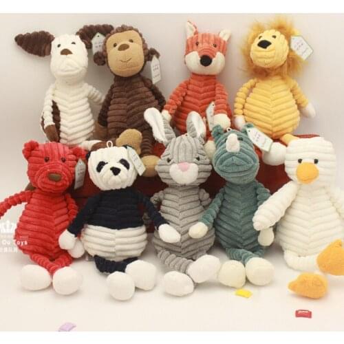 Baby Elephant Lion Fox Rabbit Pig Panda Duck Monkey Soft Stuffed Toys Cute Torest Animal Plush Toy For Kids Stripe