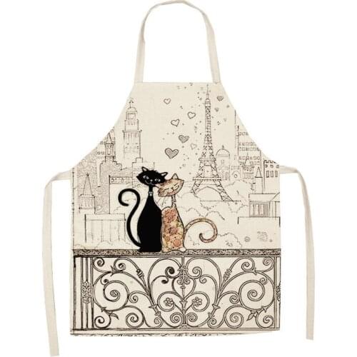 Cute Cat Pattern Apron Baking Accessories Apron Female Apron Kitchen Cooking Male Cafe Kitchen Apron Female Linen women man kid