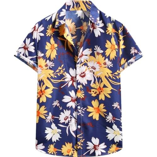 Hawaiian Flower Shirt For Mens Summer Fashion Casual Quick Dry Beach Wear Shirt Short Sleeve Vacation Clothing Chemise Homme