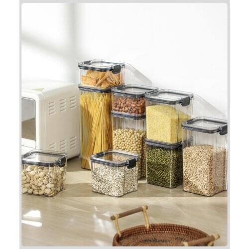 Sealed Containers 2/4PCS PET Plastic Food Containers Transparent Stackable Dry Food Storage Box Kitchen Spaghetti Noodles