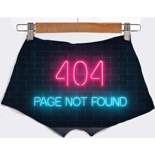 Custom Made 404 Not Found Sublimation Printing Female Hot Shorts