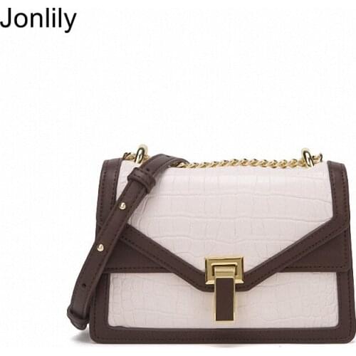 Jonlily Women PU Leather Shoulder Bag Female Fashion Messenger Crossbody Bag Long Chain Daybag Teens Purse -KG447